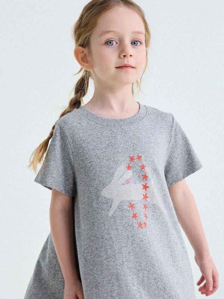 Rabbit Print A-line T-shirt Dress Aライン 半袖ワンピース【mh0013189】 yunerma 半袖ワンピース