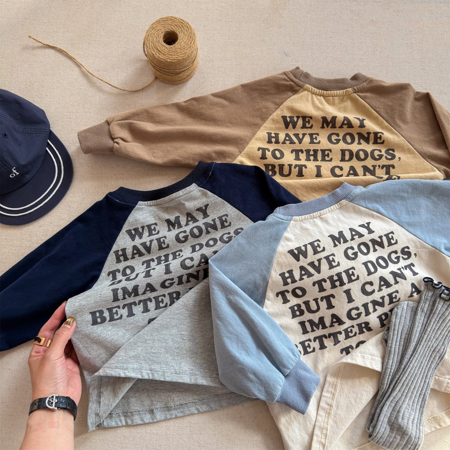 Raglan Dog Printed Sweatshirt ラグラン プリント スウェットシャツ【mh0012441】 ADbaby 長袖Tシャツ