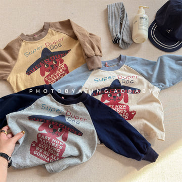 Raglan Dog Printed Sweatshirt ラグラン プリント スウェットシャツ【mh0012441】 ADbaby 長袖Tシャツ