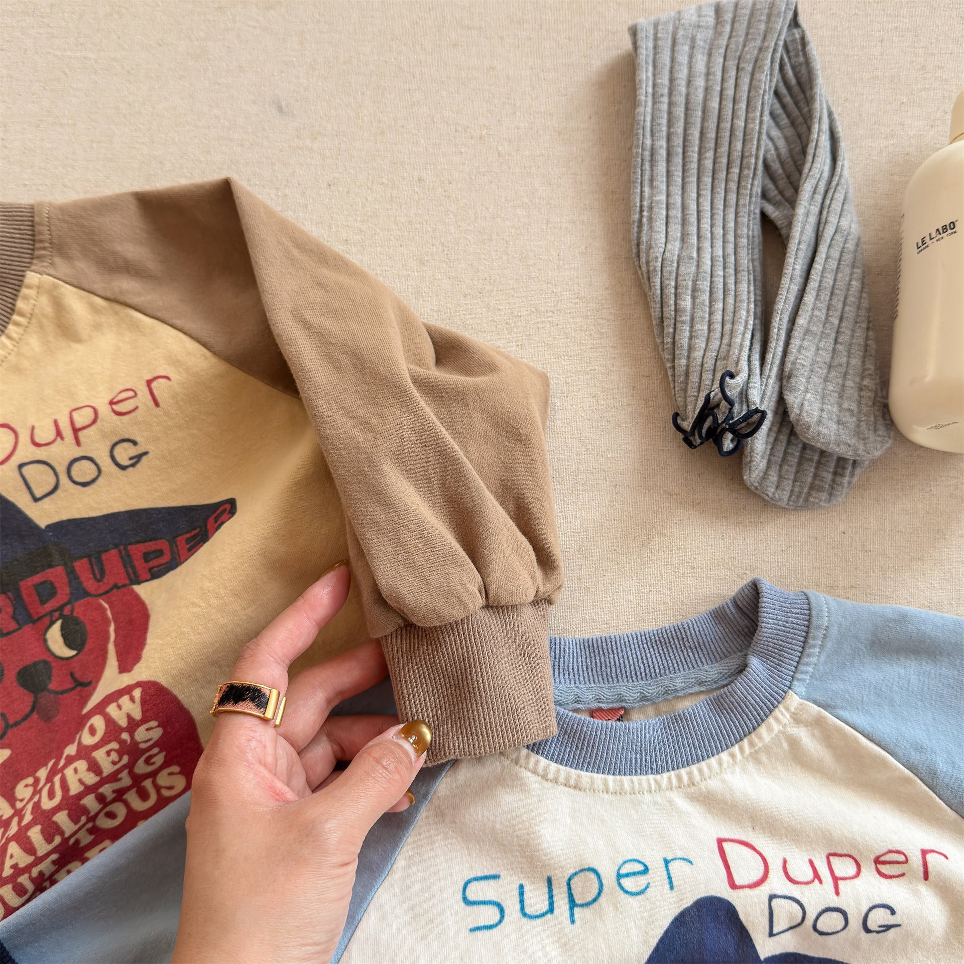 Raglan Dog Printed Sweatshirt ラグラン プリント スウェットシャツ【mh0012441】 ADbaby 長袖Tシャツ