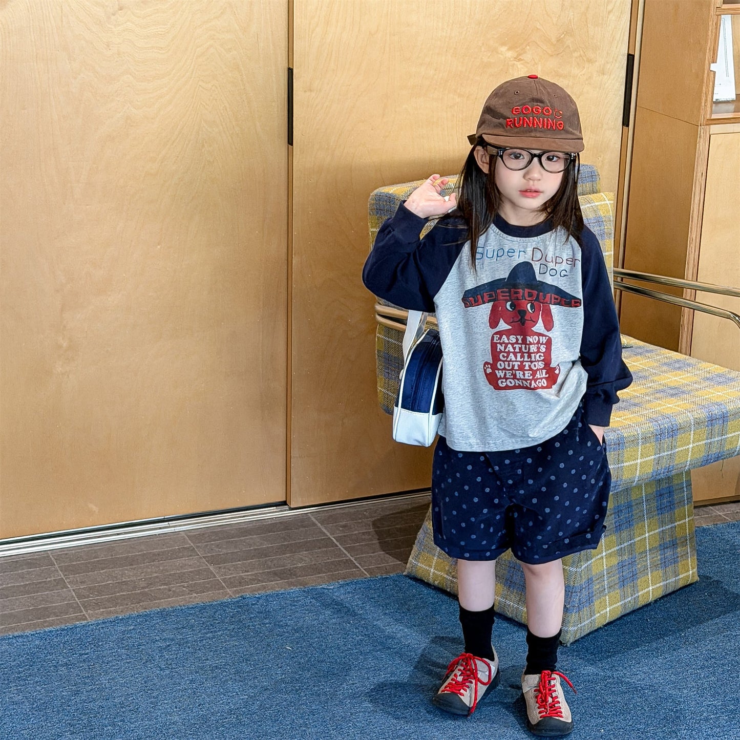 Raglan Dog Printed Sweatshirt ラグラン プリント スウェットシャツ【mh0012441】 ADbaby 長袖Tシャツ