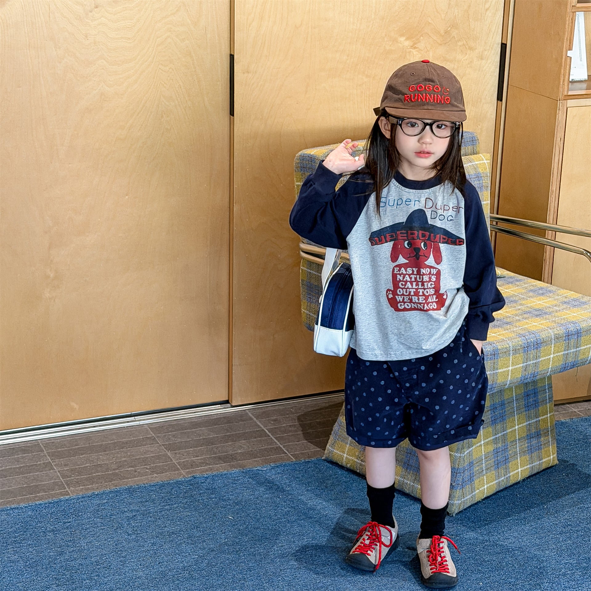Raglan Dog Printed Sweatshirt ラグラン プリント スウェットシャツ【mh0012441】 ADbaby 長袖Tシャツ