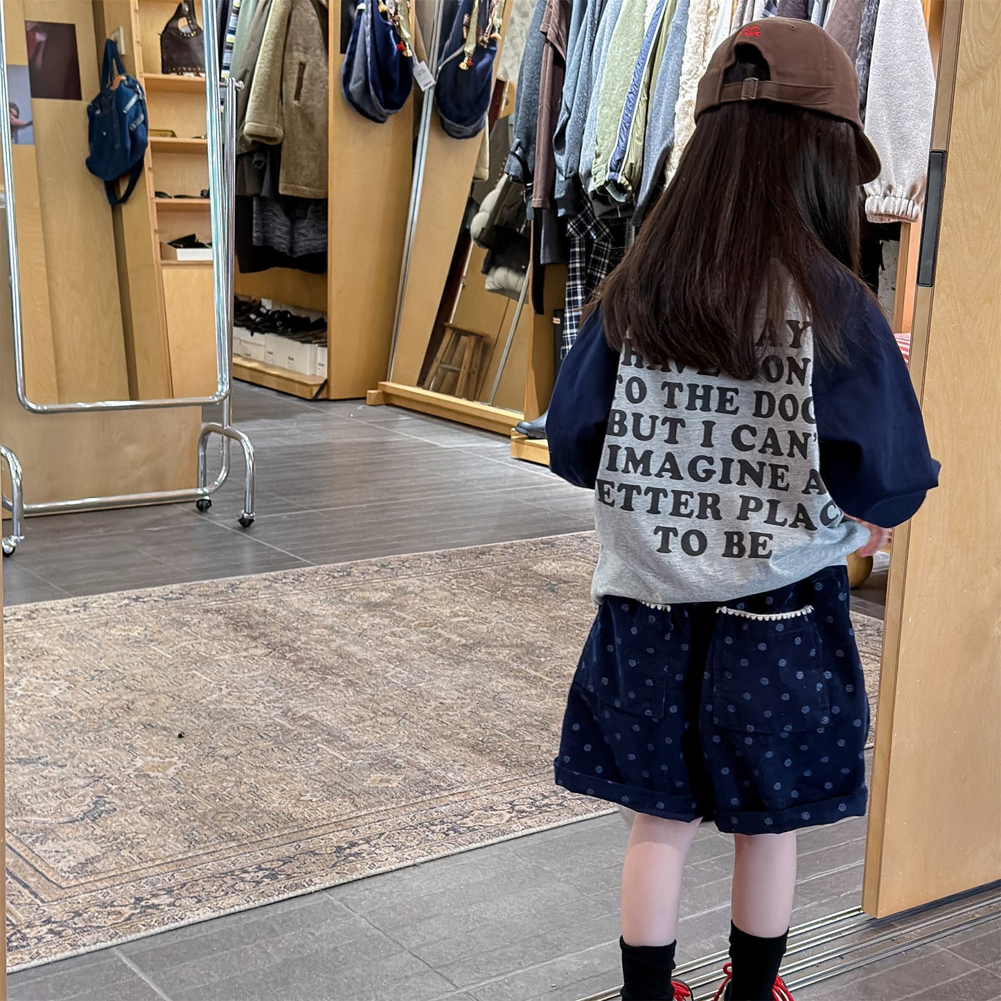 Raglan Dog Printed Sweatshirt ラグラン プリント スウェットシャツ【mh0012441】 ADbaby 長袖Tシャツ