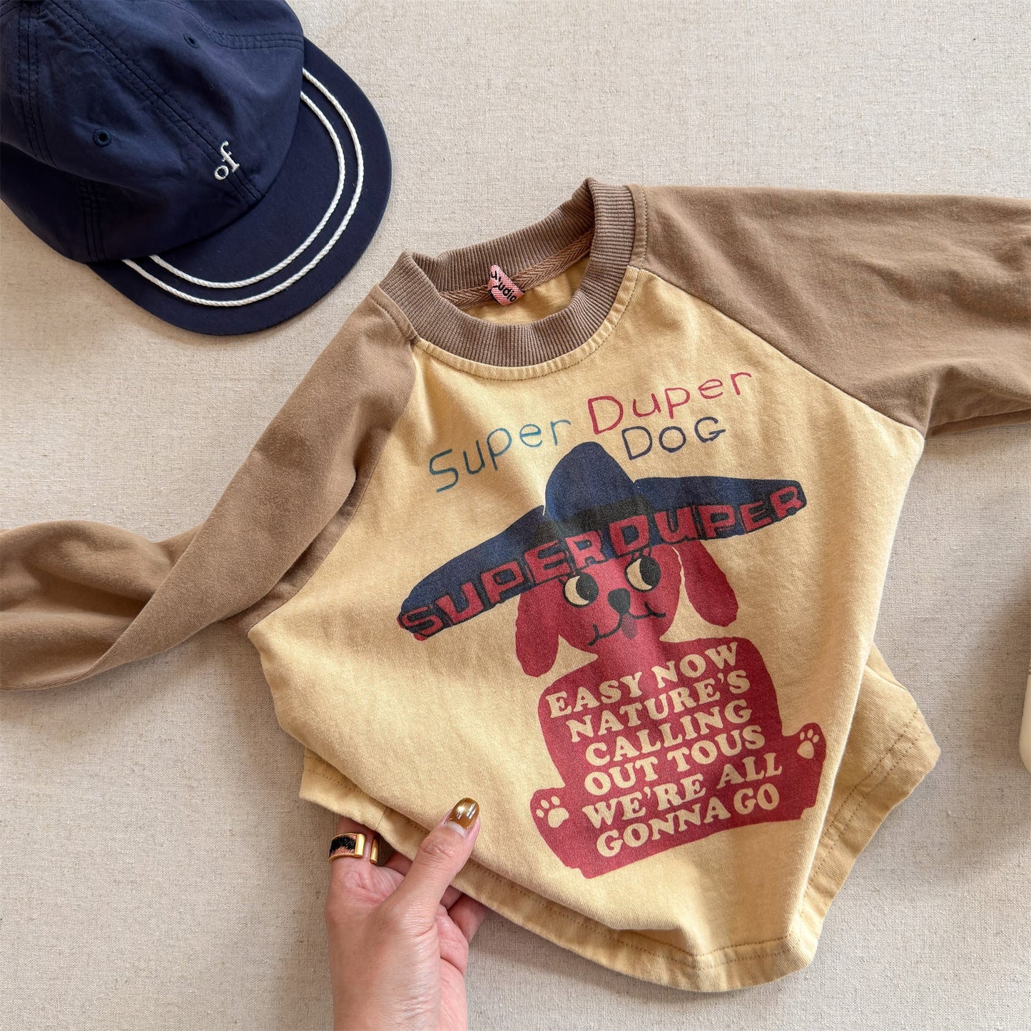 Raglan Dog Printed Sweatshirt ラグラン プリント スウェットシャツ【mh0012441】 Coffee / 80cm ADbaby 長袖Tシャツ