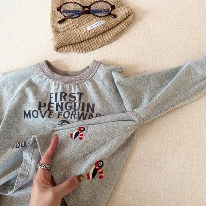 Raglan Printed Sweatshirt ラグラン プリント スウェットシャツ【mh0012439】 Light Gray / 80cm ADbaby 長袖Tシャツ