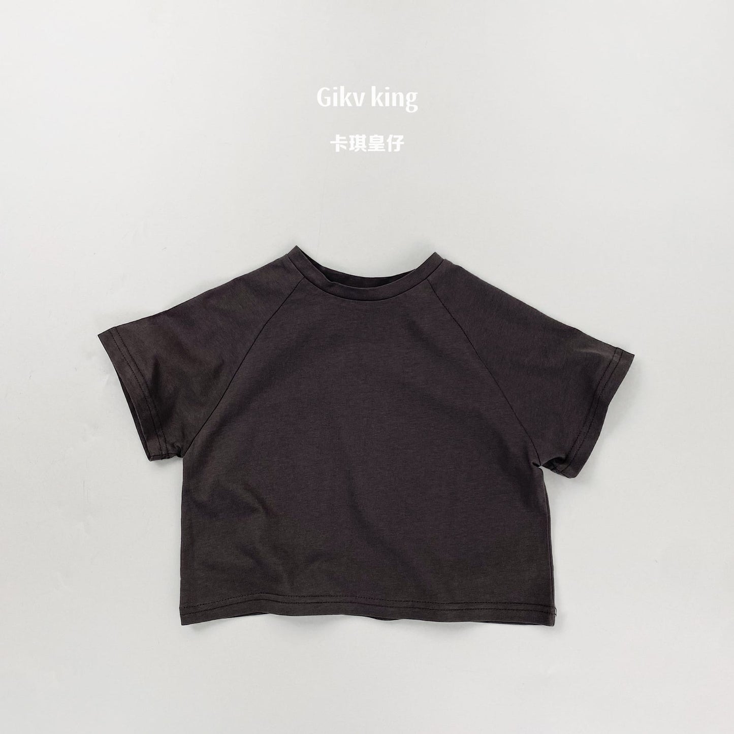 Raglan Sleeve Bamboo Cotton Top クルーネック 無地 半袖Tシャツ【mh0012826】 Dark Gray / 80cm mamahalo shop 半袖Tシャツ