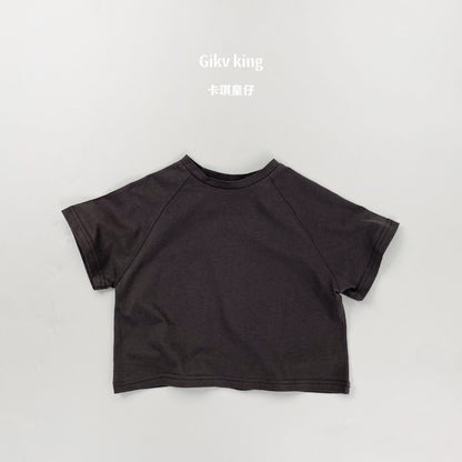 ラグラン袖の無地半袖Tシャツ（ダークグレー）