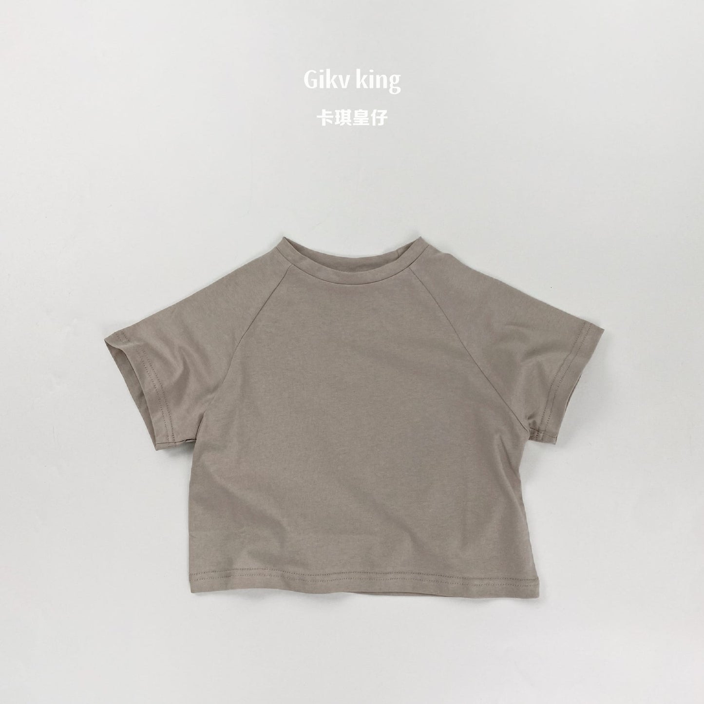 Raglan Sleeve Bamboo Cotton Top クルーネック 無地 半袖Tシャツ【mh0012826】 Light Gray / 80cm mamahalo shop 半袖Tシャツ