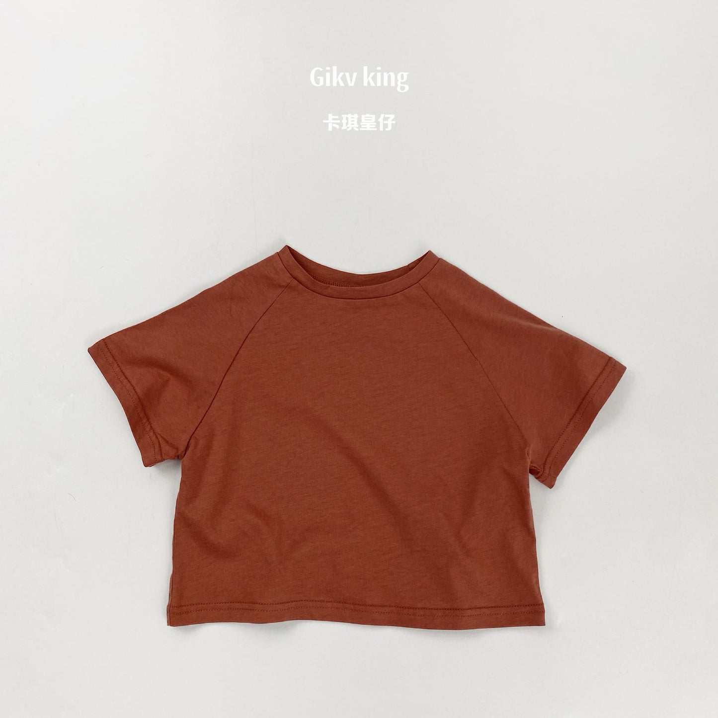 Raglan Sleeve Bamboo Cotton Top クルーネック 無地 半袖Tシャツ【mh0012826】 Red Brown / 80cm mamahalo shop 半袖Tシャツ