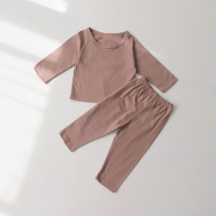 Raglan Sleeve Cotton Lounge Set コットン 無地 ラランスリーブ セットアップ【mh0012667】 Light Brown / 73cm BBAMMA 長袖セットアップ
