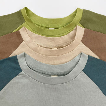 Raglan Sleeve Crewneck Top バイカラー シンプル 半袖Tシャツ【mh0012833】 Gikv king 半袖Tシャツ
