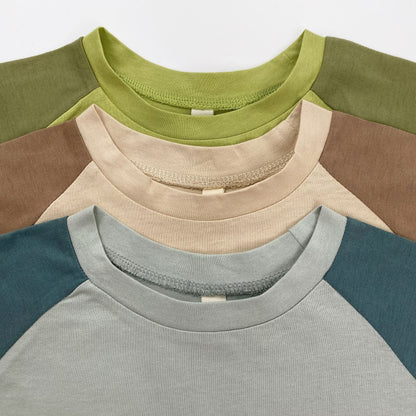 Raglan Sleeve Crewneck Top バイカラー シンプル 半袖Tシャツ【mh0012833】 Gikv king 半袖Tシャツ