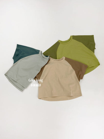 Raglan Sleeve Crewneck Top バイカラー シンプル 半袖Tシャツ【mh0012833】 Gikv king 半袖Tシャツ