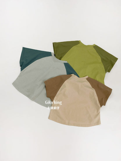 Raglan Sleeve Crewneck Top バイカラー シンプル 半袖Tシャツ【mh0012833】 Gikv king 半袖Tシャツ