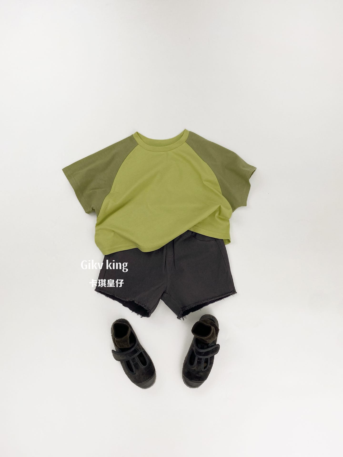 Raglan Sleeve Crewneck Top バイカラー シンプル 半袖Tシャツ【mh0012833】 Gikv king 半袖Tシャツ