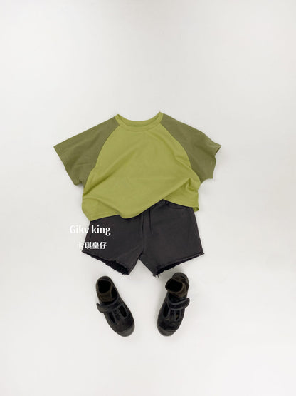 Raglan Sleeve Crewneck Top バイカラー シンプル 半袖Tシャツ【mh0012833】 Gikv king 半袖Tシャツ