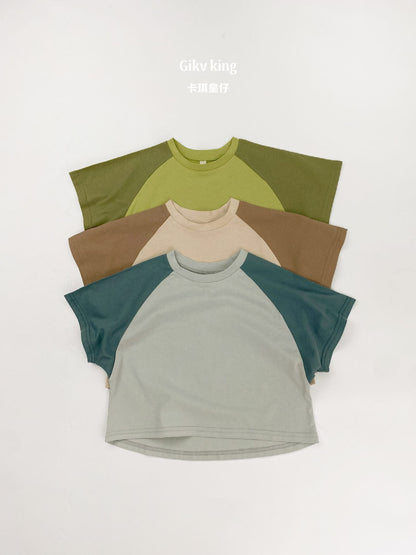 Raglan Sleeve Crewneck Top バイカラー シンプル 半袖Tシャツ【mh0012833】 Gikv king 半袖Tシャツ