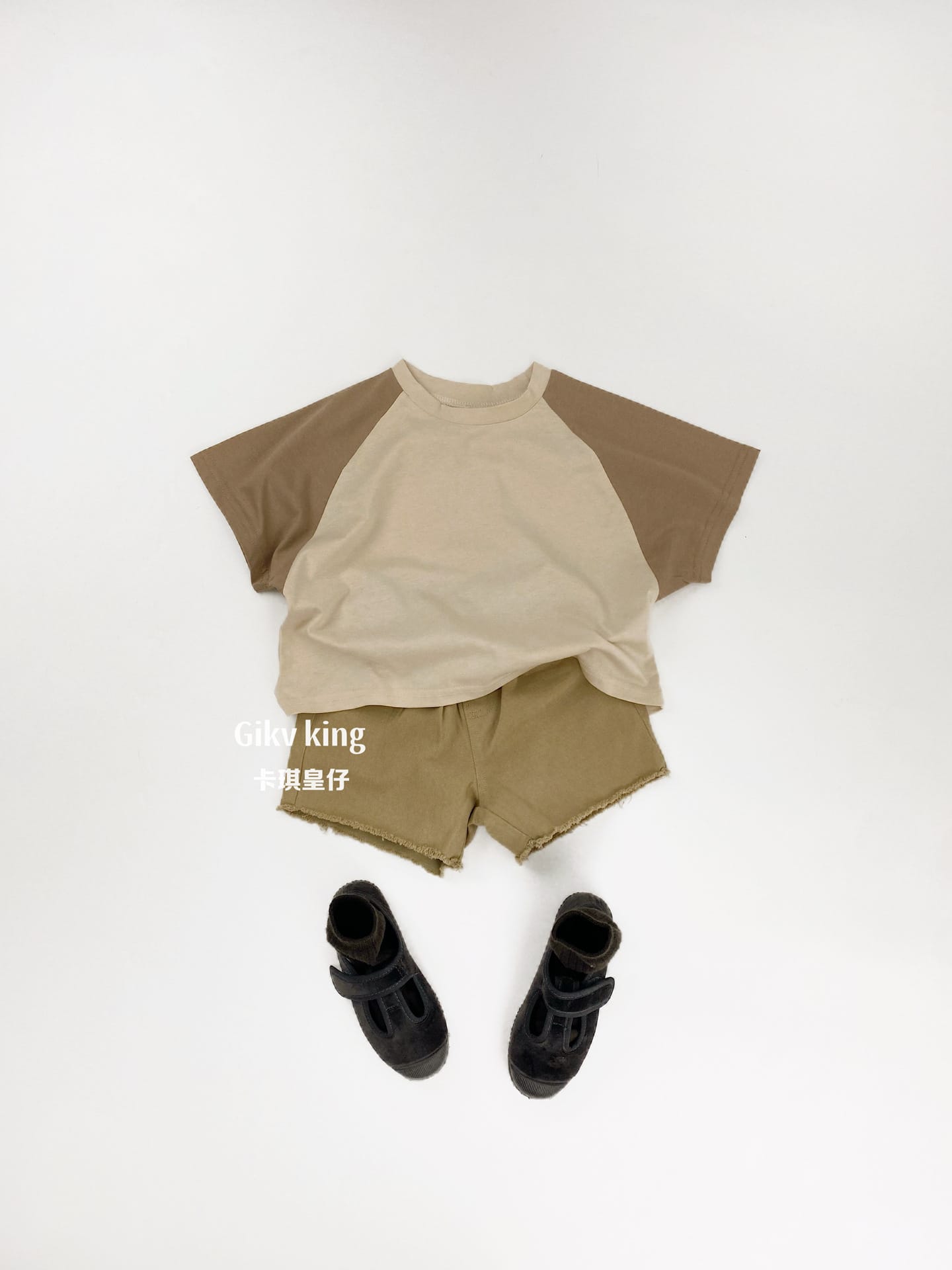 Raglan Sleeve Crewneck Top バイカラー シンプル 半袖Tシャツ【mh0012833】 Gikv king 半袖Tシャツ