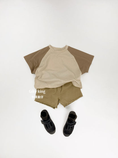 Raglan Sleeve Crewneck Top バイカラー シンプル 半袖Tシャツ【mh0012833】 Gikv king 半袖Tシャツ