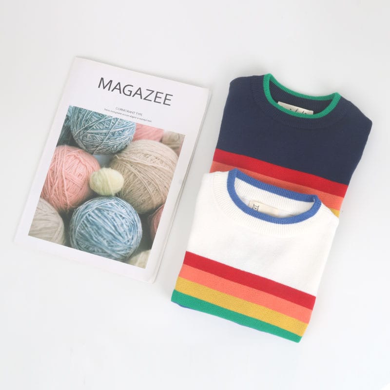Rainbow Border Knit Sweater レインボー ボーダー ニット セーター【mh0000266】 mamahalo kids ニット・セーター