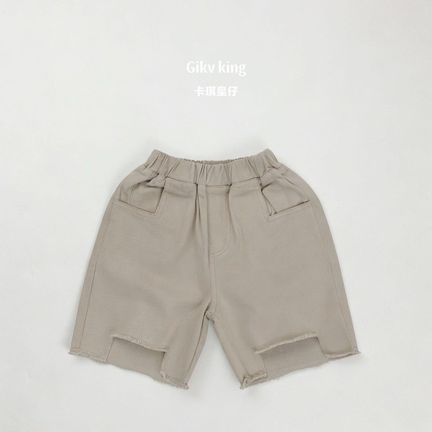 Raw Edge Cotton Loose Shorts カットオフ コットン ハーフパンツ【mh0012835】 Beige Apricot / 80cm Gikv king ハーフパンツ・ショートパンツ