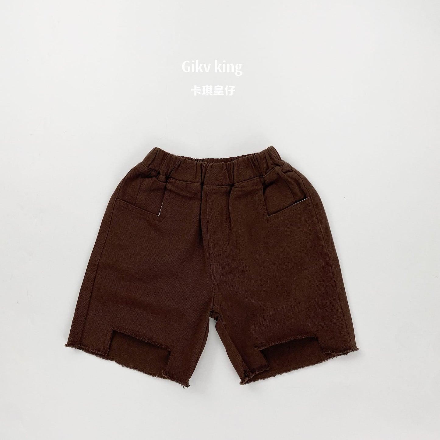 Raw Edge Cotton Loose Shorts カットオフ コットン ハーフパンツ【mh0012835】 Coffee / 80cm Gikv king ハーフパンツ・ショートパンツ
