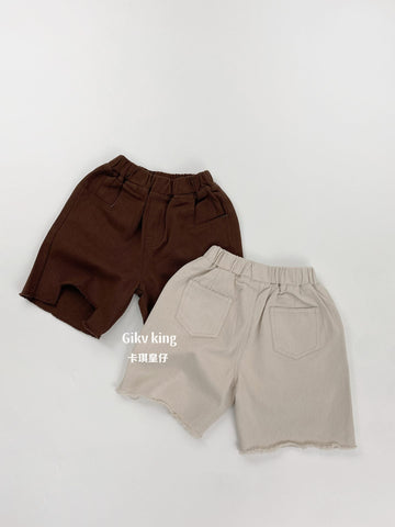 Raw Edge Cotton Loose Shorts カットオフ コットン ハーフパンツ【mh0012835】 Gikv king ハーフパンツ・ショートパンツ