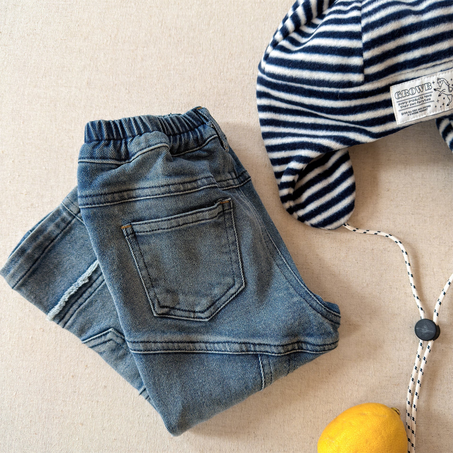 Raw Edge Stitch Denim パネル ステッチ デニムパンツ【mh0012470】 ADbaby デニムパンツ