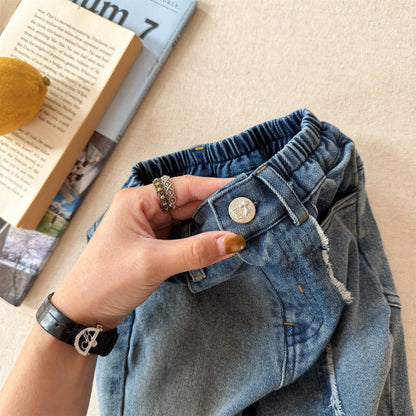 Raw Edge Stitch Denim パネル ステッチ デニムパンツ【mh0012470】 ADbaby デニムパンツ