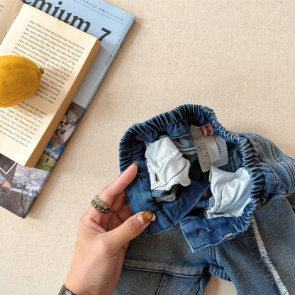 Raw Edge Stitch Denim パネル ステッチ デニムパンツ【mh0012470】 ADbaby デニムパンツ