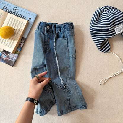 Raw Edge Stitch Denim パネル ステッチ デニムパンツ【mh0012470】 ADbaby デニムパンツ
