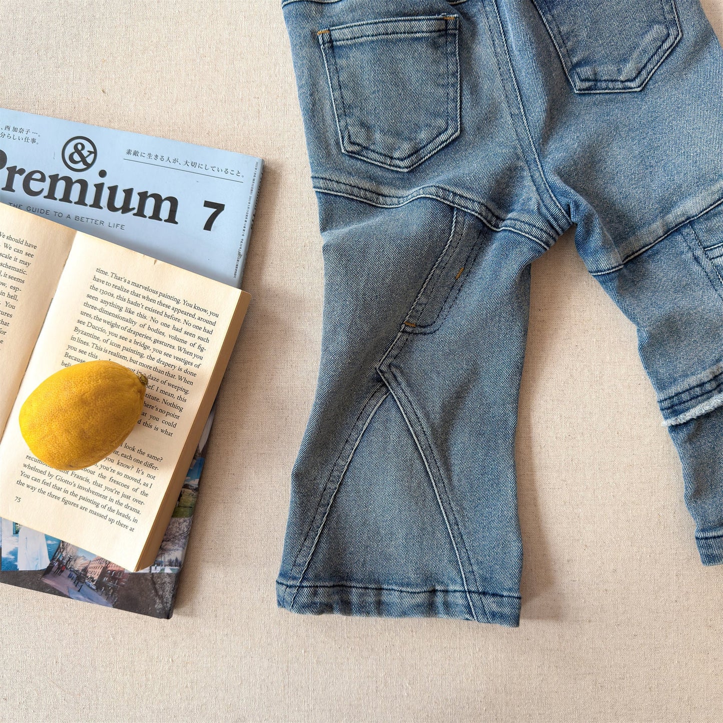 Raw Edge Stitch Denim パネル ステッチ デニムパンツ【mh0012470】 ADbaby デニムパンツ
