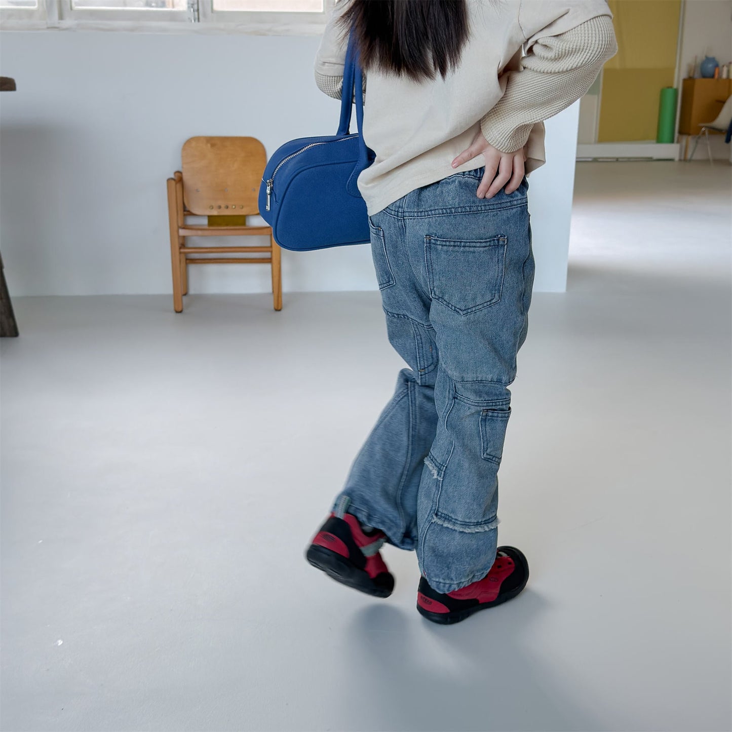 Raw Edge Stitch Denim パネル ステッチ デニムパンツ【mh0012470】 ADbaby デニムパンツ