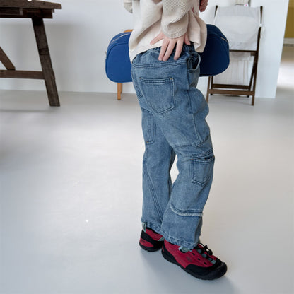 Raw Edge Stitch Denim パネル ステッチ デニムパンツ【mh0012470】 ADbaby デニムパンツ