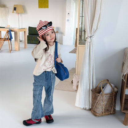 Raw Edge Stitch Denim パネル ステッチ デニムパンツ【mh0012470】 ADbaby デニムパンツ