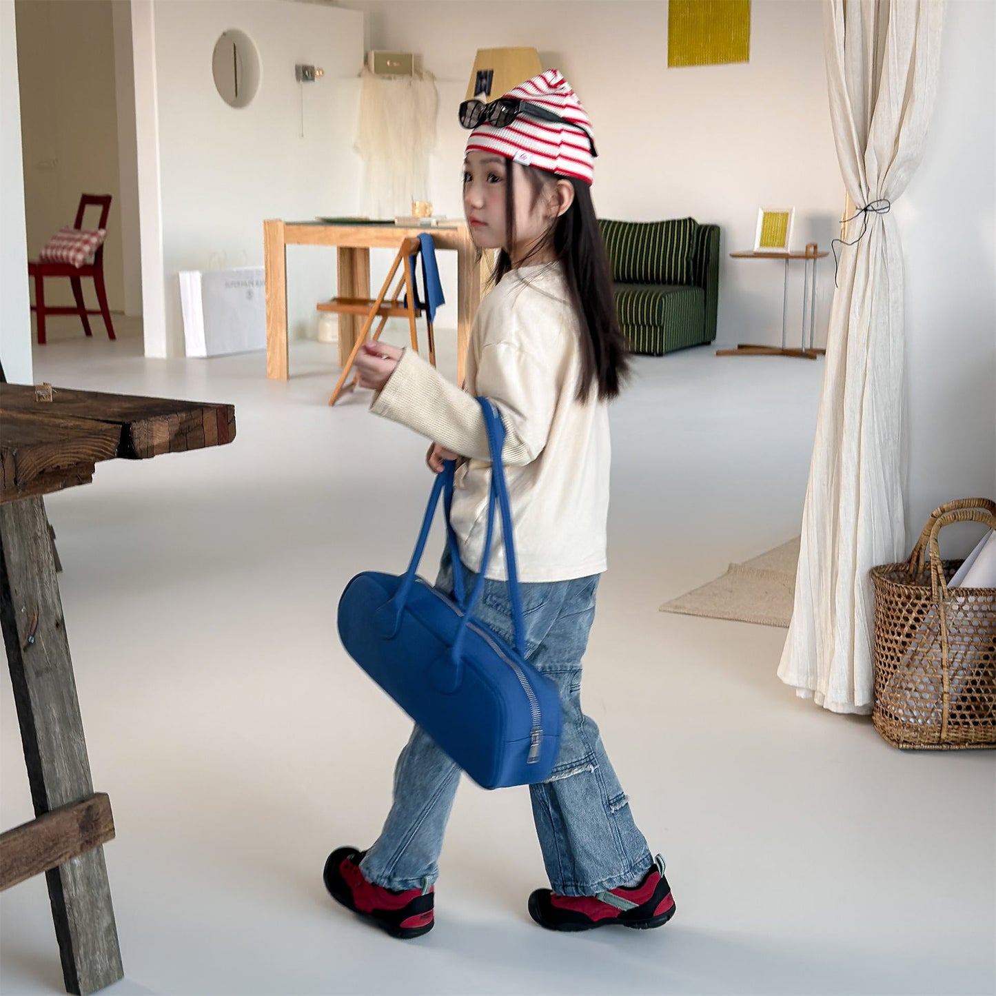 Raw Edge Stitch Denim パネル ステッチ デニムパンツ【mh0012470】 ADbaby デニムパンツ