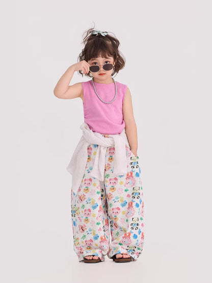 Retro Animal Pattern Wide Leg Pants アニマル プリント ワイドパンツ【mh0012376】 90cm / Color mamahalo shop