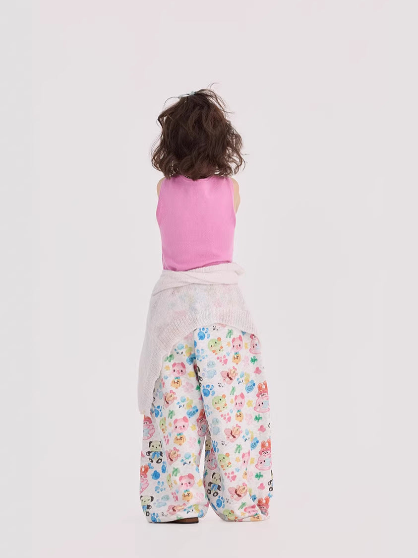Retro Animal Pattern Wide Leg Pants アニマル プリント ワイドパンツ【mh0012376】 mamahalo shop