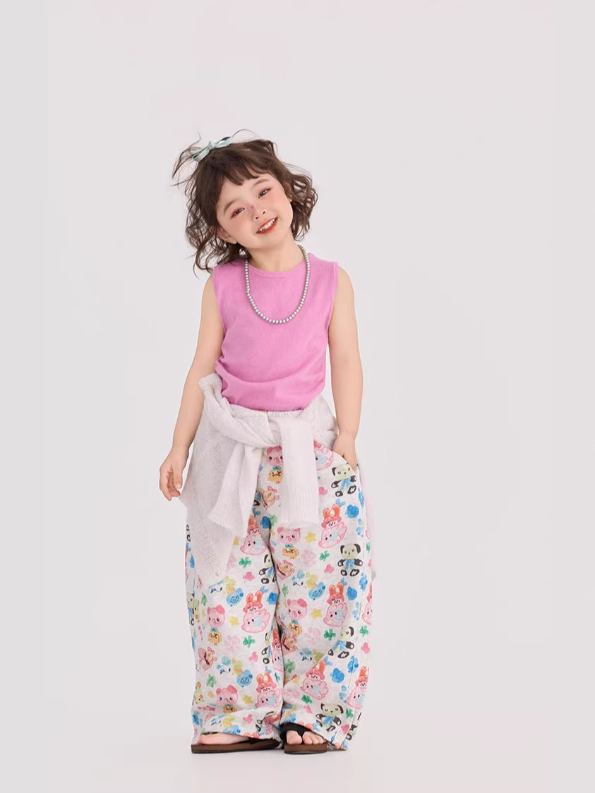 Retro Animal Pattern Wide Leg Pants アニマル プリント ワイドパンツ【mh0012376】 mamahalo shop