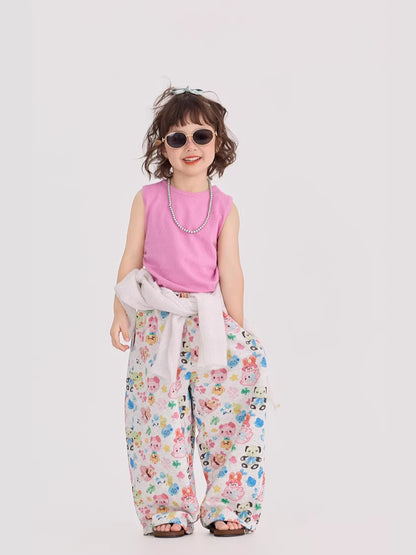 Retro Animal Pattern Wide Leg Pants アニマル プリント ワイドパンツ【mh0012376】 mamahalo shop