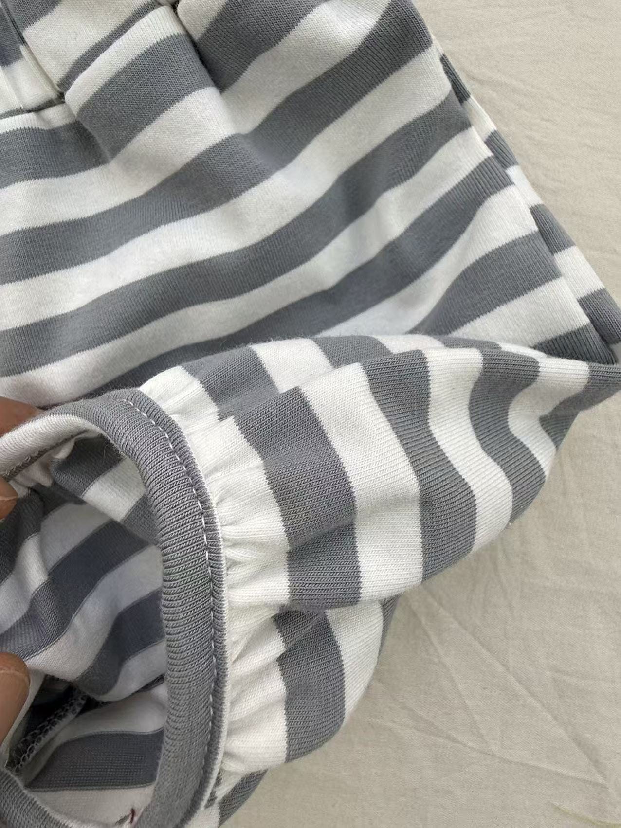 Retro Animal Stripe Tank Top Set ボーダー ノースリーブ ショートパンツ セット【mh0012910】 yi nian ni ノースリーブセットアップ
