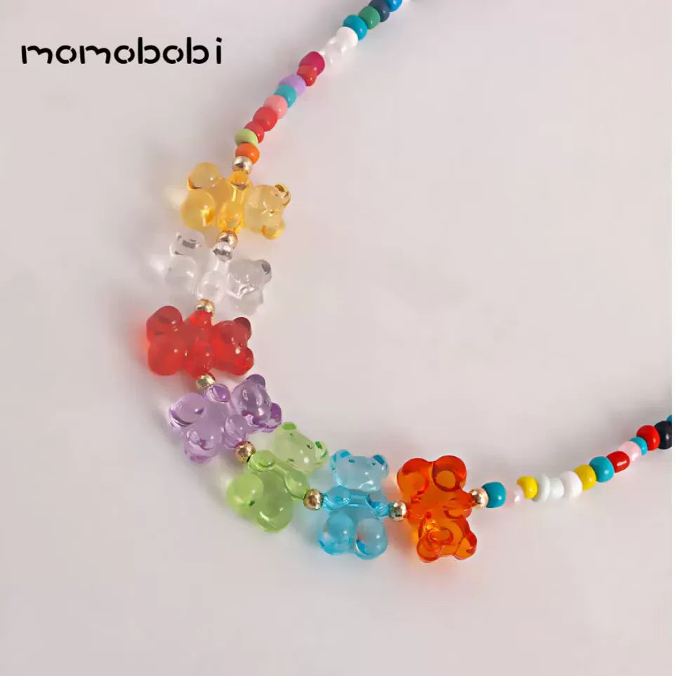 Retro Color Gummy Bear Necklace グミベア レトロ ビーズネックレス【mh0013021】 Multi Color / One Size momobobi ベビーキッズその他アクセサリー