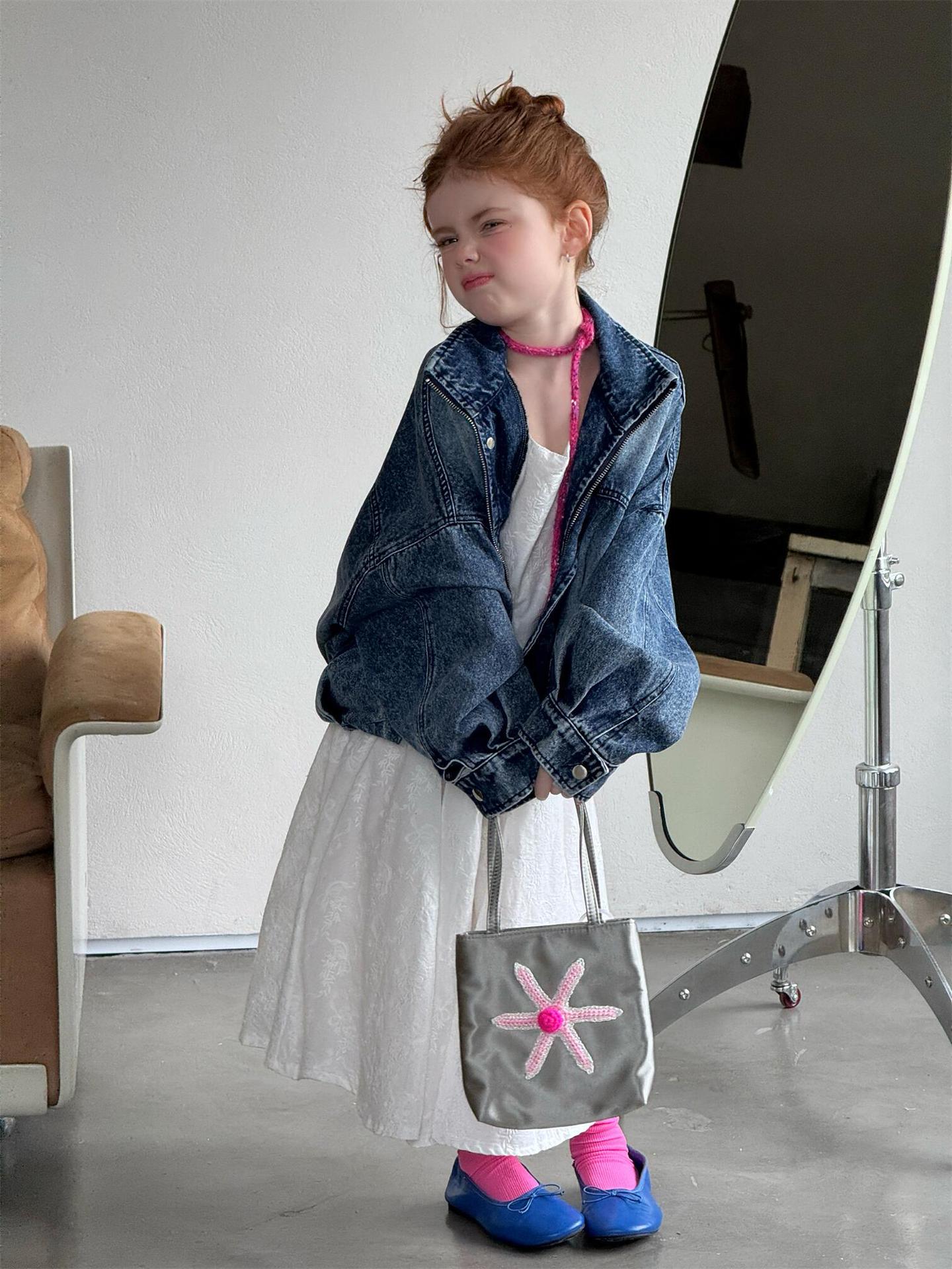 Retro Denim Batwing Jacket パッチワーク デニム バットウィングジャケット【mh0012308】 Navy Blue / 90cm Jianzidan