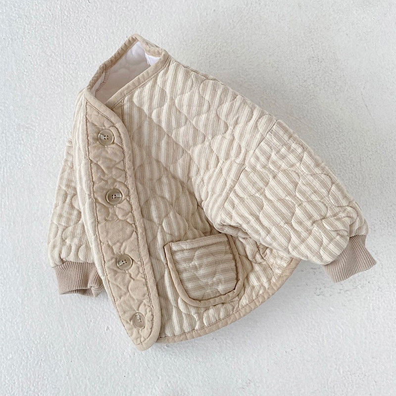 Retro Diamond Quilted Jacket ストライプ キルティングジャケット【mh0012265】 Beige / 73cm yi nian ni