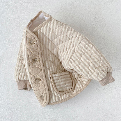 Retro Diamond Quilted Jacket ストライプ キルティングジャケット【mh0012265】 Beige / 73cm yi nian ni