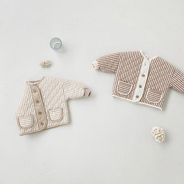Retro Diamond Quilted Jacket ストライプ キルティングジャケット【mh0012265】 yi nian ni