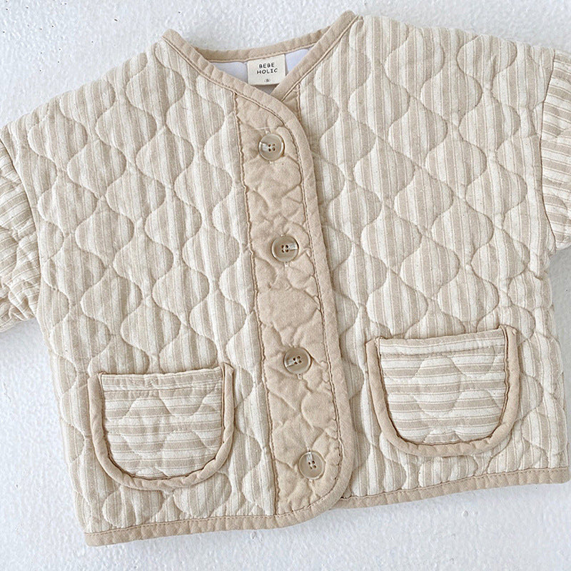 Retro Diamond Quilted Jacket ストライプ キルティングジャケット【mh0012265】 yi nian ni