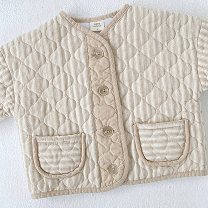 Retro Diamond Quilted Jacket ストライプ キルティングジャケット【mh0012265】 yi nian ni