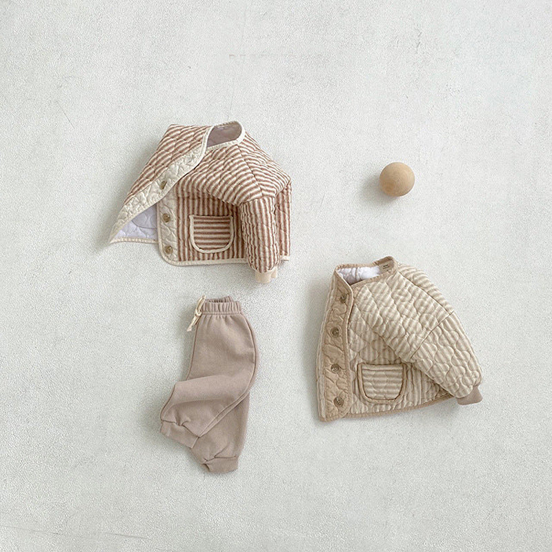 Retro Diamond Quilted Jacket ストライプ キルティングジャケット【mh0012265】 yi nian ni