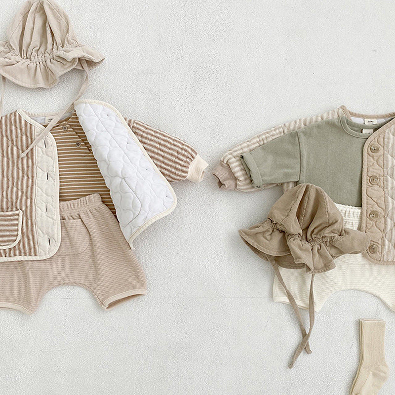 Retro Diamond Quilted Jacket ストライプ キルティングジャケット【mh0012265】 yi nian ni